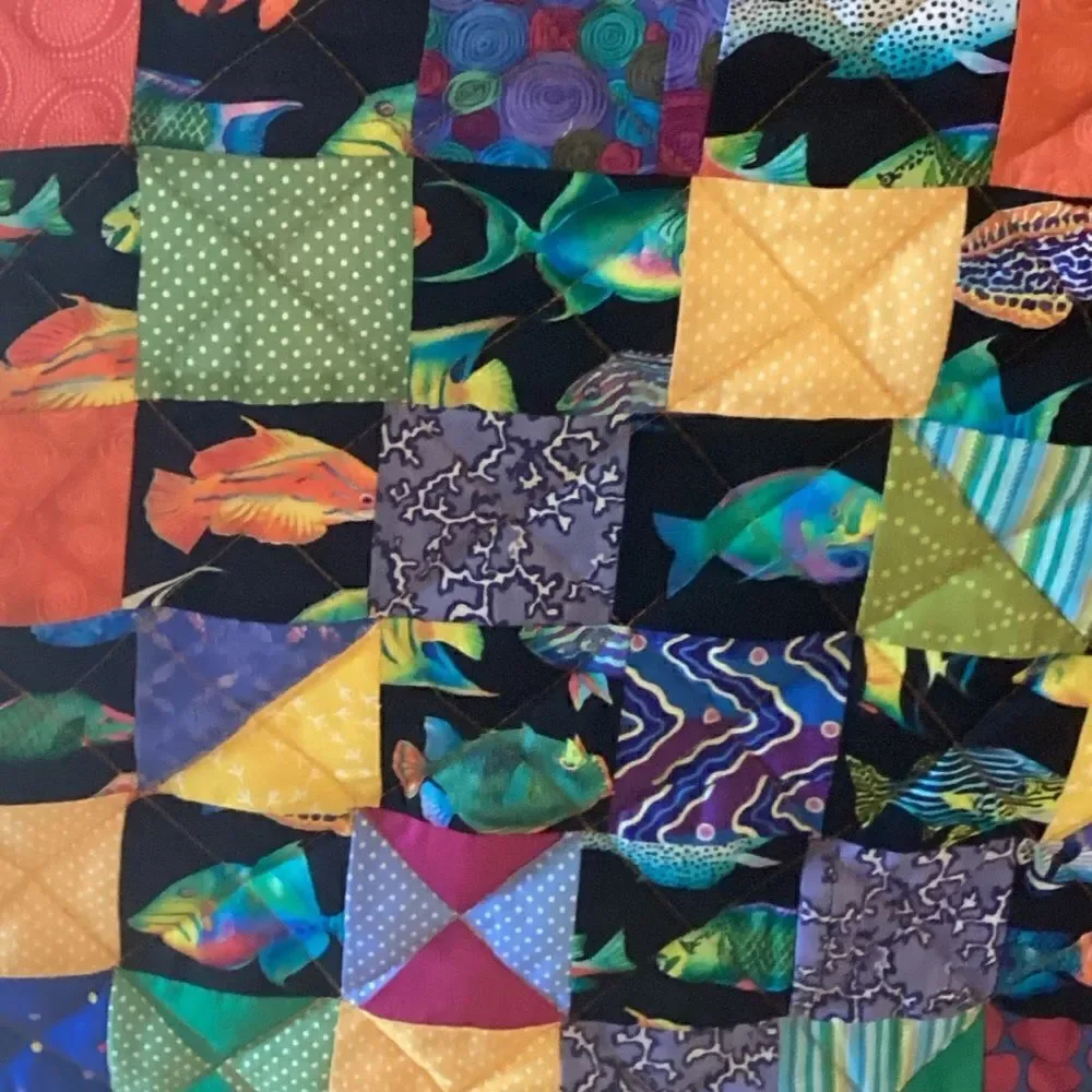 NWT. Hand Crafted Gone Fishing Quilt